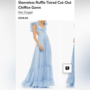 Mac Duggal Light Blue Backless Ruffle Gown